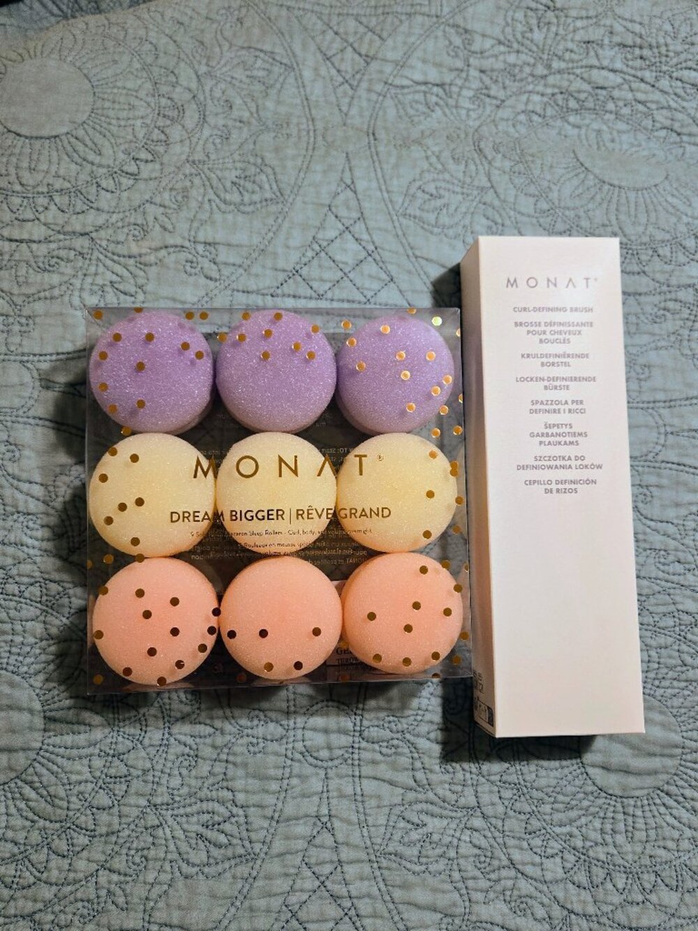 MONAT Soft Foam Macaron Sleep Rollers + Curl-Defining Brush "BRAND NEW"